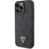 Guess PU 4G Strass Triangle Metal Logo Zadný Kryt pre iPhone 15 Pro Max Black