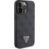 Guess PU 4G Strass Triangle Metal Logo Zadný Kryt pre iPhone 15 Pro Max Black