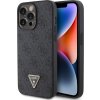 Guess PU 4G Strass Triangle Metal Logo Zadný Kryt pre iPhone 15 Pro Max Black