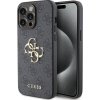 Guess PU 4G Metal Logo Zadný Kryt pre iPhone 15 Pro Max Grey