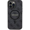 Guess PU Leather 4G Colored Ring MagSafe Zadný Kryt pre iPhone 15 Pro Max Black