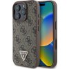 Guess PU 4G Strass Triangle Metal Logo Zadný Kryt pre iPhone 16 Pro Max Brown