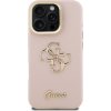 Guess PU Grained 4G Logo Stand Camera Frame Zadný Kryt pre iPhone 16 Pro Max Pink