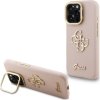 Guess PU Grained 4G Logo Stand Camera Frame Zadný Kryt pre iPhone 16 Pro Max Pink