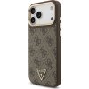 Guess PU Leather 4G Strass Triangle Logo Gold Frame MagSafe Zadný Kryt pre iPhone 17 Pro Max Brown