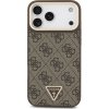 Guess PU Leather 4G Strass Triangle Logo Gold Frame MagSafe Zadný Kryt pre iPhone 17 Pro Max Brown