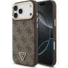 Guess PU Leather 4G Strass Triangle Logo Gold Frame MagSafe Zadný Kryt pre iPhone 17 Pro Max Brown