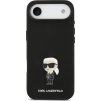 Karl Lagerfeld Liquid Silicone Metal Ikonik Zadný Kryt pre iPhone Air Black