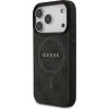 Guess PU Leather 4G Colored Ring MagSafe Zadný Kryt pre iPhone 17 Pro Black