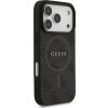 Guess PU Leather 4G Colored Ring MagSafe Zadný Kryt pre iPhone 17 Pro Black
