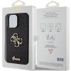 Guess PU Fixed Glitter 4G Metal Logo Zadný Kryt pre iPhone 15 Pro Max Black