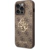 Guess PU 4G Metal Logo Zadný Kryt pre iPhone 15 Pro Brown