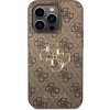 Guess PU 4G Metal Logo Zadný Kryt pre iPhone 15 Pro Brown