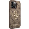 Guess PU 4G Metal Logo Zadný Kryt pre iPhone 15 Pro Brown