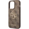 Guess PU 4G Metal Logo Zadný Kryt pre iPhone 15 Pro Brown