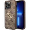 Guess PU 4G Metal Logo Zadný Kryt pre iPhone 15 Pro Brown