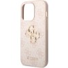 Guess PU 4G Metal Logo Zadný Kryt pre iPhone 15 Pro Pink