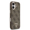 Guess PU Leather 4G Strass Triangle Logo Gold Frame MagSafe Zadný Kryt pre iPhone 17 Brown