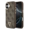 Guess PU Leather 4G Strass Triangle Logo Gold Frame MagSafe Zadní Kryt pro iPhone 17 Brown