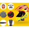 Detská cyklistická prilba Rockbros TT-32SOYB-M s odnímateľnou podbradníkou, veľkosť M - žltooranžová
