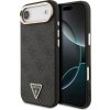 Guess PU Leather 4G Strass Triangle Logo Gold Frame MagSafe Zadní Kryt pro iPhone Air Black