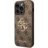Guess PU 4G Metal Logo Zadní Kryt pro iPhone 15 Pro Max Brown
