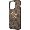 Guess PU 4G Metal Logo Zadní Kryt pro iPhone 15 Pro Max Brown