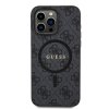 Guess PU Leather 4G Colored Ring MagSafe Zadní Kryt pro iPhone 15 Pro Black