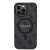 Guess PU Leather 4G Colored Ring MagSafe Zadný Kryt pre iPhone 15 Pro Black