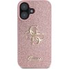 Guess PU Fixed Glitter 4G Metal Logo Zadní Kryt pro iPhone 16 Pink