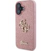 Guess PU Fixed Glitter 4G Metal Logo Zadní Kryt pro iPhone 16 Pink