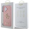 Guess PU Fixed Glitter 4G Metal Logo Zadní Kryt pro iPhone 16 Pink