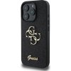 Guess PU Fixed Glitter 4G Metal Logo Zadní Kryt pro iPhone 16 Pro Max Black