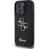 Guess PU Fixed Glitter 4G Metal Logo Zadný Kryt pre iPhone 16 Pro Max Black