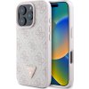 Guess PU 4G Strass Triangle Metal Logo Zadní Kryt pro iPhone 16 Pro Max Pink