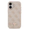 Guess PU Leather 4G Strass Triangle Logo Gold Frame MagSafe Zadný Kryt pre iPhone 17 Pink