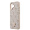 Guess PU Leather 4G Strass Triangle Logo Gold Frame MagSafe Zadný Kryt pre iPhone 17 Pink