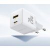 Baseus Palm Rýchla Nabíjačka USB-A + USB-C 20W Biela
