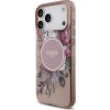 Guess IML Flowers Strap MagSafe Zadní Kryt pro iPhone 17 Pro Max Pink