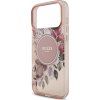 Guess IML Flowers Strap MagSafe Zadný Kryt pre iPhone 17 Pro Max Pink