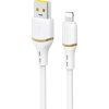 Dudao L25L USB-A - Lightning kábel 1m 30W s mäkkým silikónovým opletením - biely