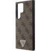 Guess PU Grip Stand 4G Strass Triangle Metal Logo Zadní Kryt pro Samsung Galaxy S24 Ultra  Brown