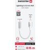 AUDIO ADAPTÉR SWISSTEN TEXTILE LIGHTNING (samec) / 3,5 mm AUX 0,15 M BIELÝ
