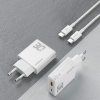 GaN Dudao A30EUT 30W USB-A / USB-C nástenná nabíjačka + USB-C - USB-C kábel - biela