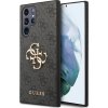 Guess PU 4G Metal Logo Zadní Kryt pro Samsung Galaxy S24 Ultra Grey