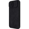 Nillkin Qin Leather Pro Case iPhone 14 Plus kryt fotoaparátu, flipové pouzdro, černé