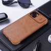 Nillkin Qin Leather Pro Case iPhone 14 Plus kryt fotoaparátu, flipové pouzdro, hnědé