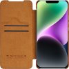 Nillkin Qin Leather Pro Case iPhone 14 Plus kryt fotoaparátu, flipové pouzdro, hnědé
