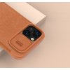 Nillkin Qin Leather Pro Case iPhone 14 Plus kryt fotoaparátu, flipové pouzdro, hnědé