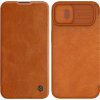 Nillkin Qin Leather Pro Case iPhone 14 Plus kryt fotoaparátu, flipové pouzdro, hnědé
